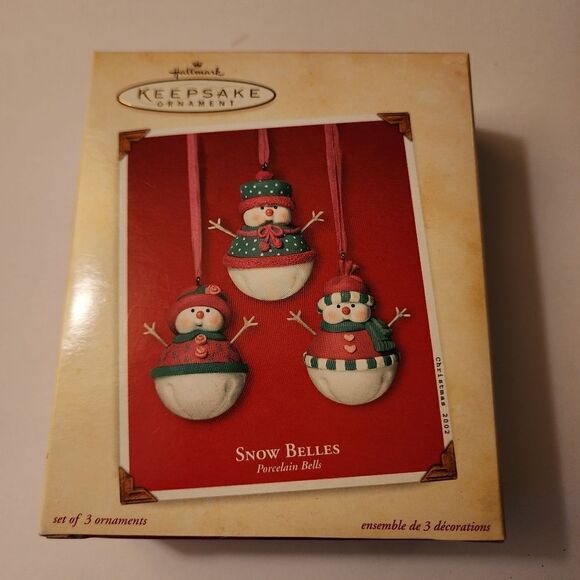 Hallmark Keepsake Ornament  Snow Bells Set of Three Porcelain Snowmen 2002 - Picture 1 of 9